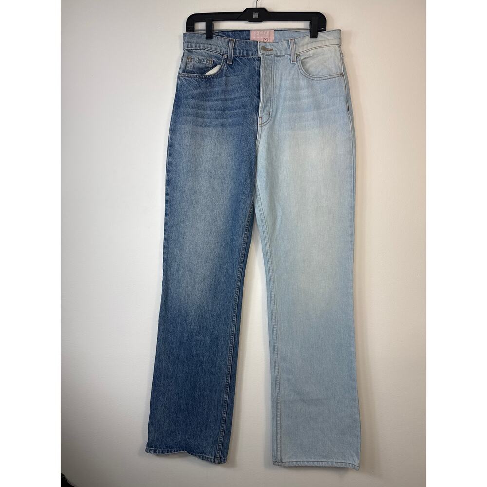 Revice Yin Yang Two Tone Colorblock Button Fly Jeans Size 31 Straight Wide Leg